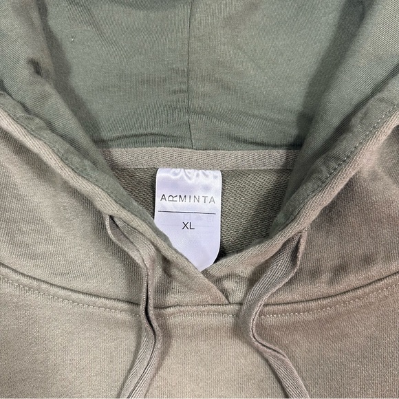Arminta Olive Green Cropped Hoodie Streetwear Lined Hood Pullover Size XL - Picture 3 of 6